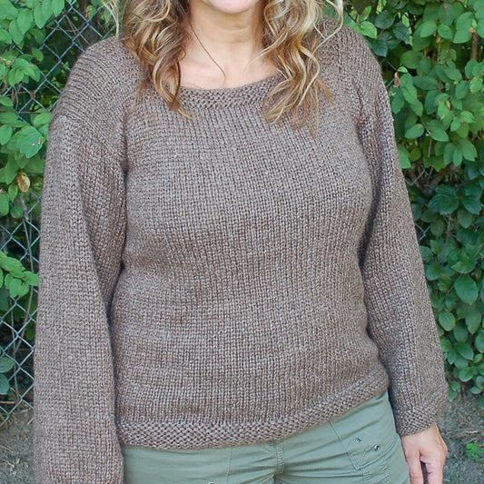 Square neck pullover to knit